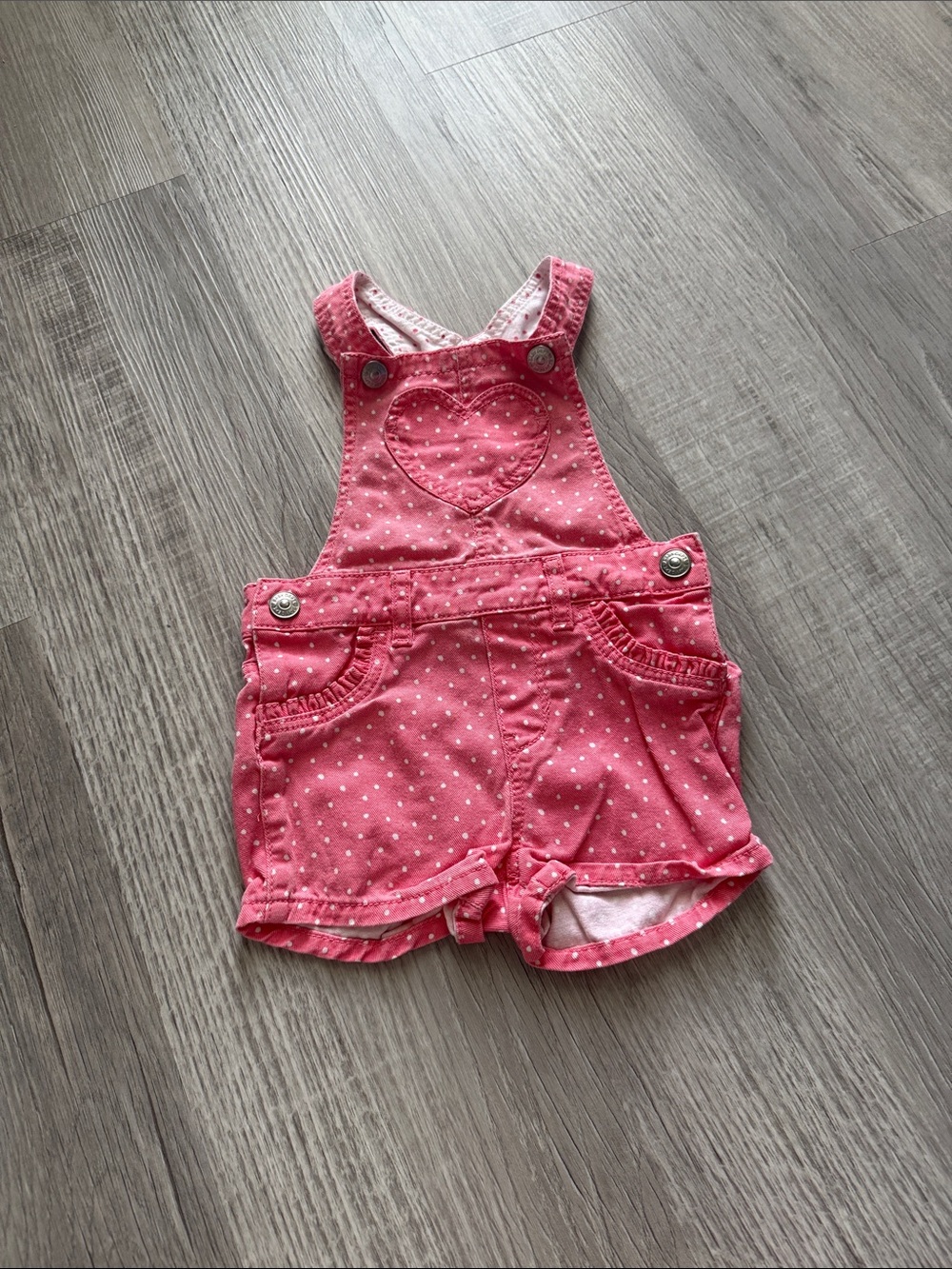 H&M Pink Polka Dot Heart Short Overalls
